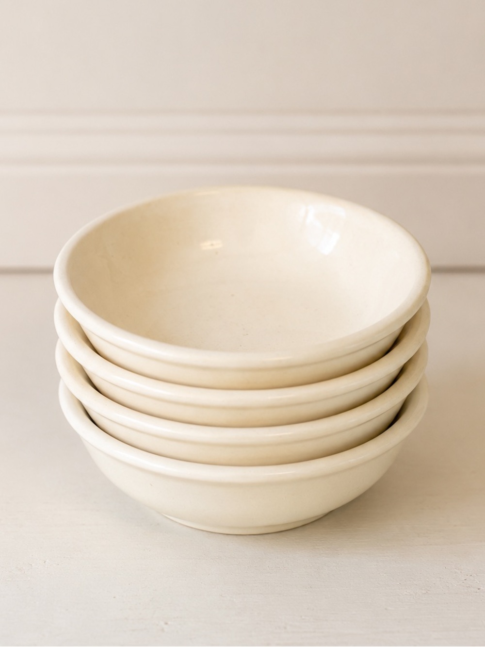 Small Condiment Size Cream Ceramic Bowl